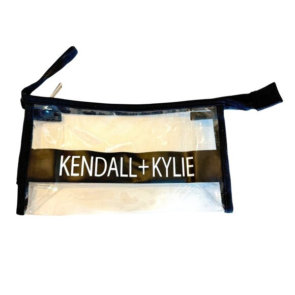 Kendall + Kylie Handbags - Kendall + Kylie Clear Wristlet Pouch Black Trim Strap NEW Zipper